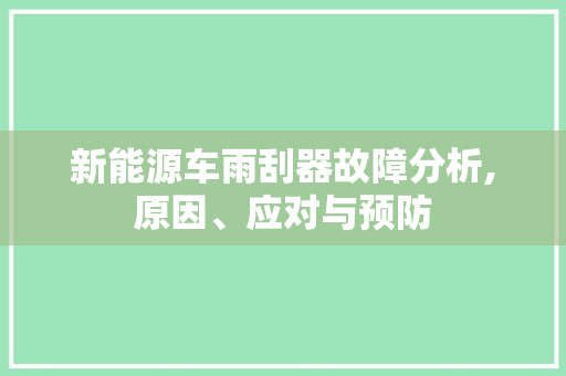 新能源车雨刮器故障分析,原因、应对与预防
