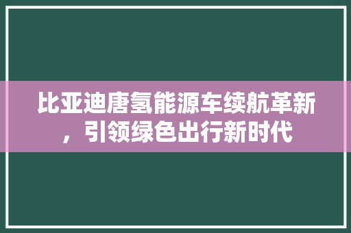 比亚迪唐氢能源车续航革新，引领绿色出行新时代