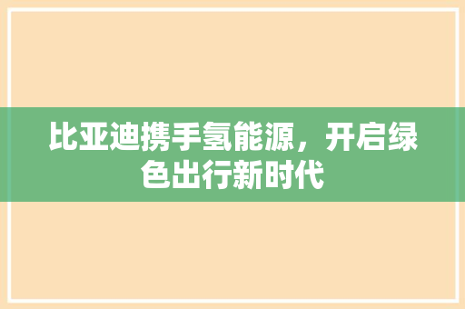 比亚迪携手氢能源，开启绿色出行新时代