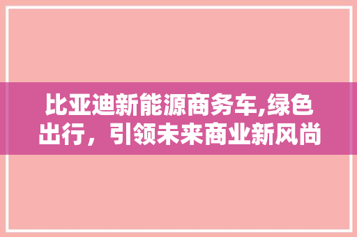 比亚迪新能源商务车,绿色出行，引领未来商业新风尚