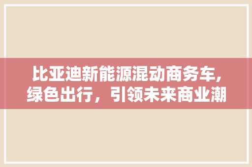 比亚迪新能源混动商务车,绿色出行，引领未来商业潮流