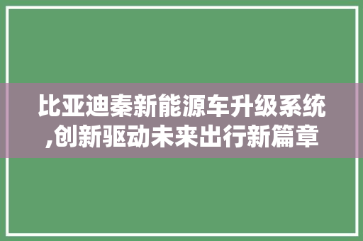 比亚迪秦新能源车升级系统,创新驱动未来出行新篇章