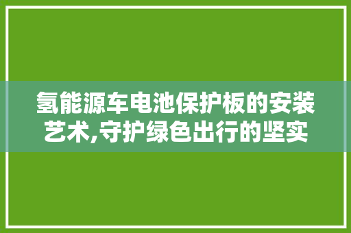 氢能源车电池保护板的安装艺术,守护绿色出行的坚实屏障