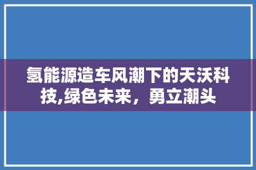 氢能源造车风潮下的天沃科技,绿色未来，勇立潮头