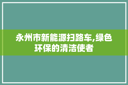 永州市新能源扫路车,绿色环保的清洁使者