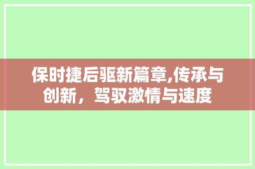 保时捷后驱新篇章,传承与创新，驾驭激情与速度