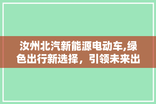 汝州北汽新能源电动车,绿色出行新选择，引领未来出行潮流