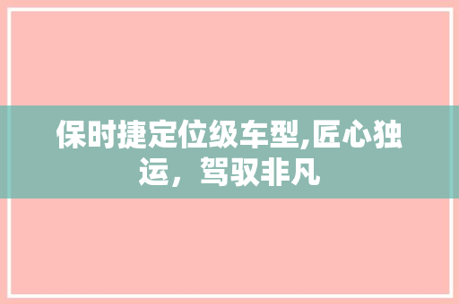 保时捷定位级车型,匠心独运，驾驭非凡