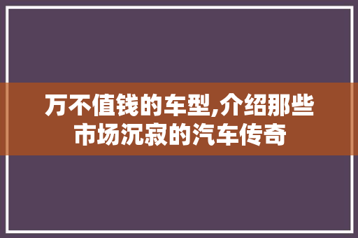 万不值钱的车型,介绍那些市场沉寂的汽车传奇