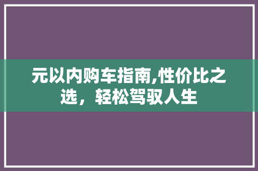 元以内购车指南,性价比之选，轻松驾驭人生