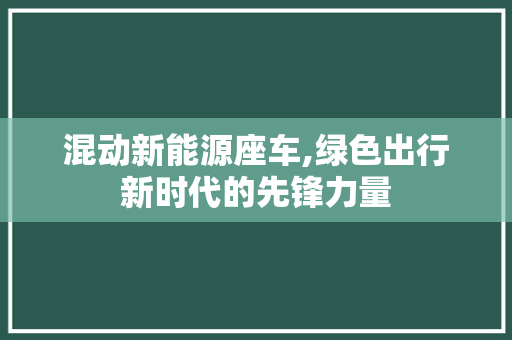 混动新能源座车,绿色出行新时代的先锋力量