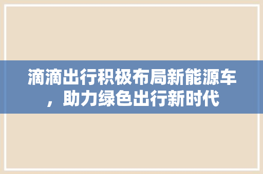 滴滴出行积极布局新能源车，助力绿色出行新时代