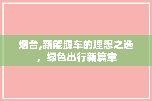 烟台,新能源车的理想之选，绿色出行新篇章