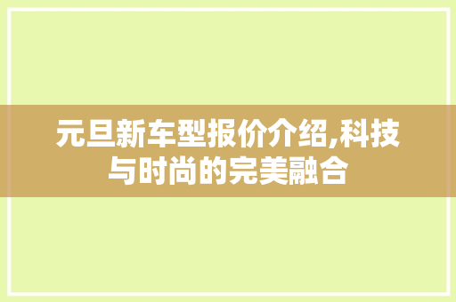 元旦新车型报价介绍,科技与时尚的完美融合