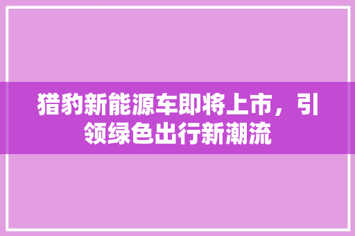 猎豹新能源车即将上市，引领绿色出行新潮流