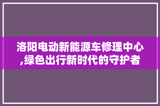 洛阳电动新能源车修理中心,绿色出行新时代的守护者
