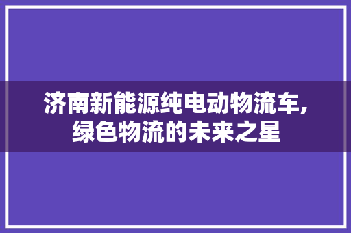 济南新能源纯电动物流车,绿色物流的未来之星