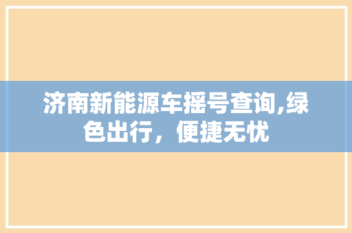 济南新能源车摇号查询,绿色出行，便捷无忧
