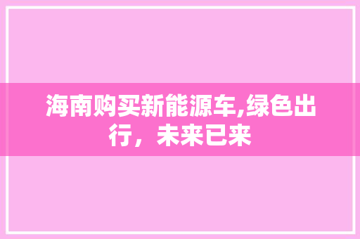 海南购买新能源车,绿色出行，未来已来