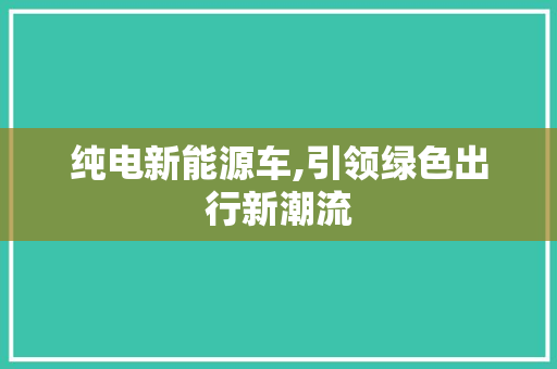 纯电新能源车,引领绿色出行新潮流