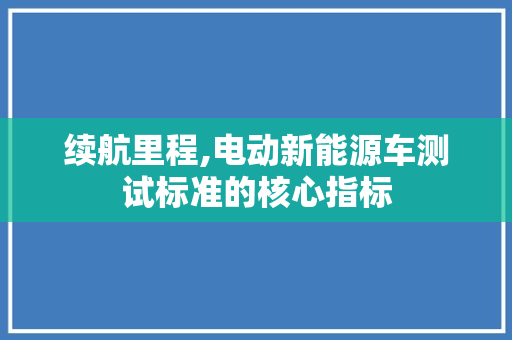 续航里程,电动新能源车测试标准的核心指标