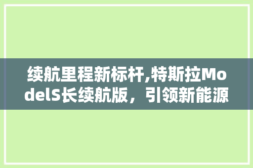 续航里程新标杆,特斯拉ModelS长续航版，引领新能源车长途出行新篇章