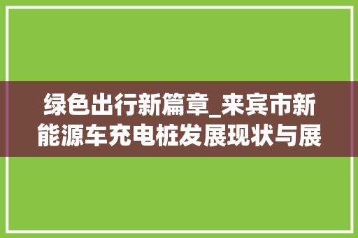 绿色出行新篇章_来宾市新能源车充电桩发展现状与展望