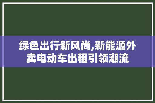 绿色出行新风尚,新能源外卖电动车出租引领潮流