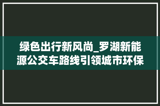 绿色出行新风尚_罗湖新能源公交车路线引领城市环保潮流
