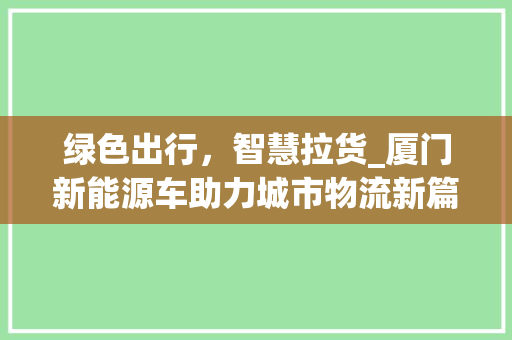 绿色出行，智慧拉货_厦门新能源车助力城市物流新篇章