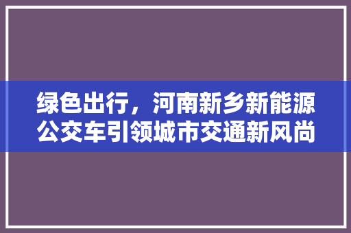 绿色出行，河南新乡新能源公交车引领城市交通新风尚