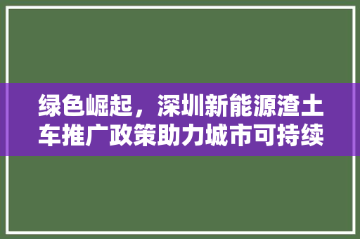 绿色崛起，深圳新能源渣土车推广政策助力城市可持续发展
