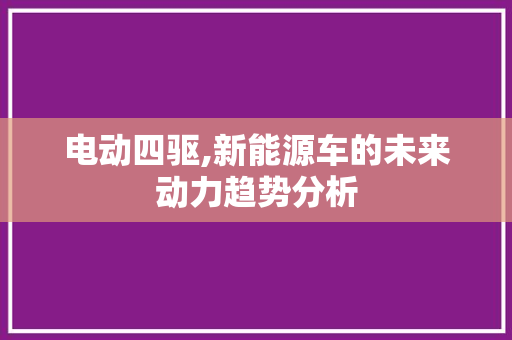 电动四驱,新能源车的未来动力趋势分析