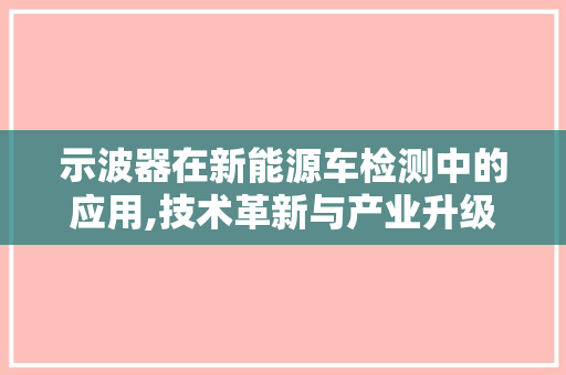 示波器在新能源车检测中的应用,技术革新与产业升级
