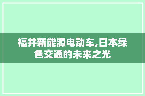 福井新能源电动车,日本绿色交通的未来之光