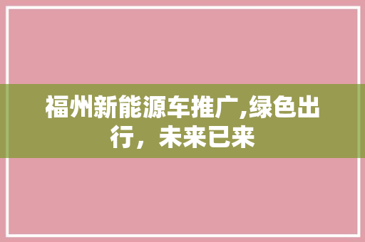 福州新能源车推广,绿色出行，未来已来