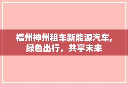 福州神州租车新能源汽车,绿色出行，共享未来