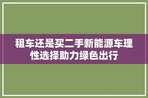 租车还是买二手新能源车理性选择助力绿色出行