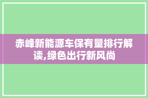赤峰新能源车保有量排行解读,绿色出行新风尚