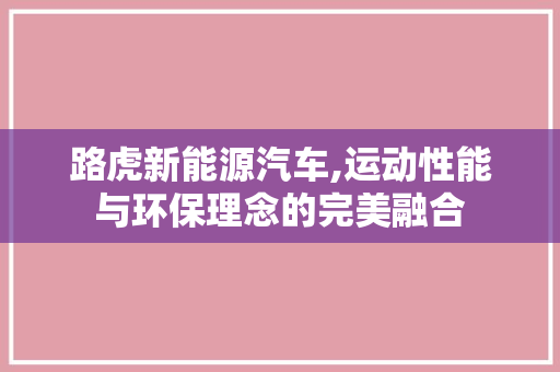 路虎新能源汽车,运动性能与环保理念的完美融合