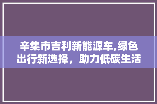 辛集市吉利新能源车,绿色出行新选择，助力低碳生活