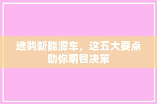 选购新能源车，这五大要点助你明智决策