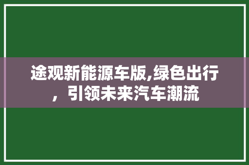 途观新能源车版,绿色出行，引领未来汽车潮流