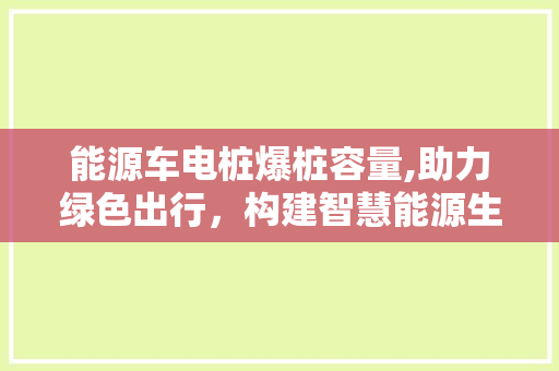 能源车电桩爆桩容量,助力绿色出行，构建智慧能源生态