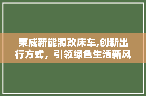 荣威新能源改床车,创新出行方式，引领绿色生活新风尚
