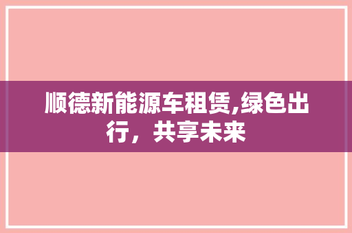 顺德新能源车租赁,绿色出行，共享未来