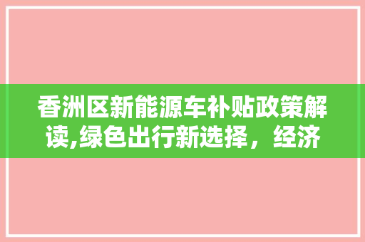 香洲区新能源车补贴政策解读,绿色出行新选择，经济环保两相宜