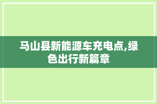 马山县新能源车充电点,绿色出行新篇章