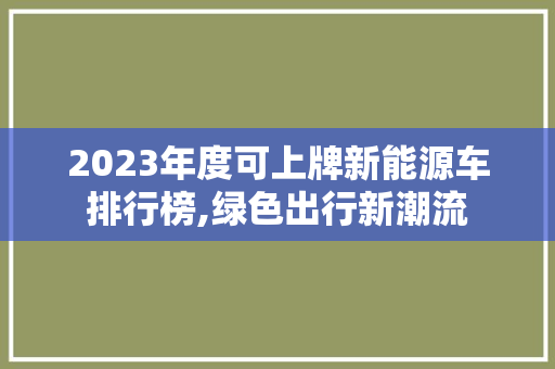 2023年度可上牌新能源车排行榜,绿色出行新潮流
