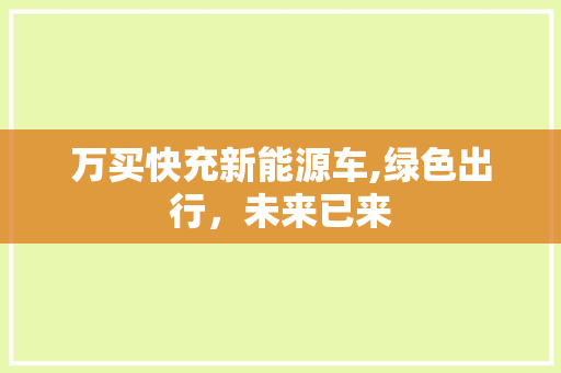 万买快充新能源车,绿色出行，未来已来